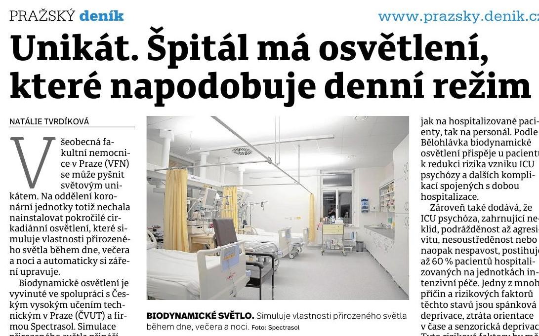 Prague Daily: Unique. The Hospital Has Lighting That Mimics the Daily Cycle